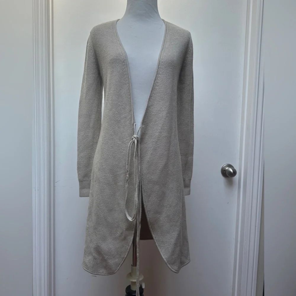 Abercrombie & Fitch Soft A&F Collection Cardigan Longline Tie Front Beige‎ XS